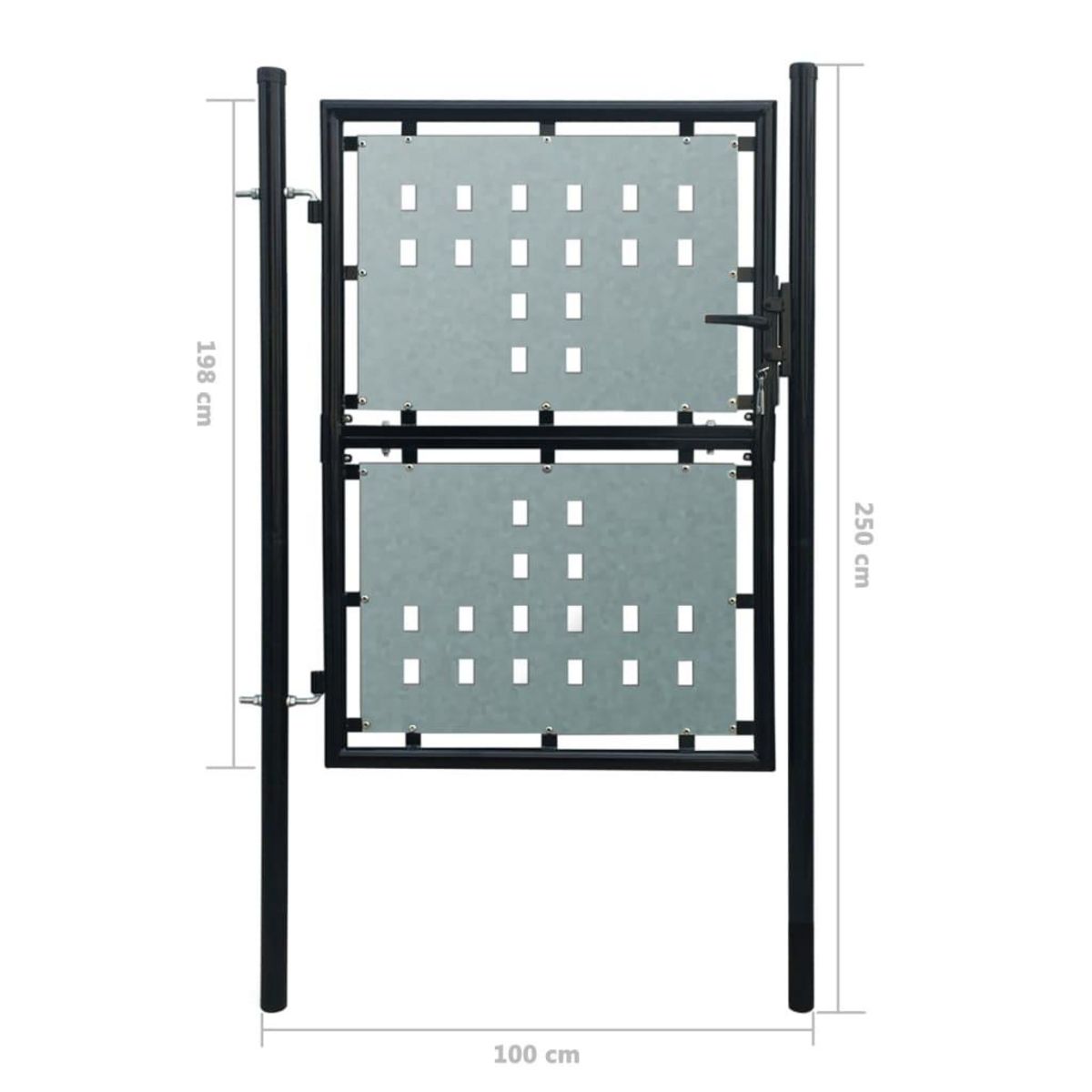 VIDAXL Portail simple de cloture Noir 100x250 cm