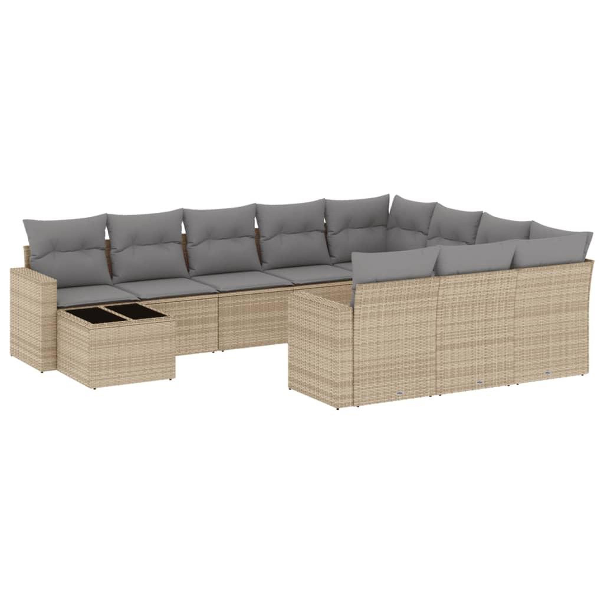 Voir la diapositive 2 : VIDAXL Salon de jardin 11 pcs avec coussins beige resine tressee