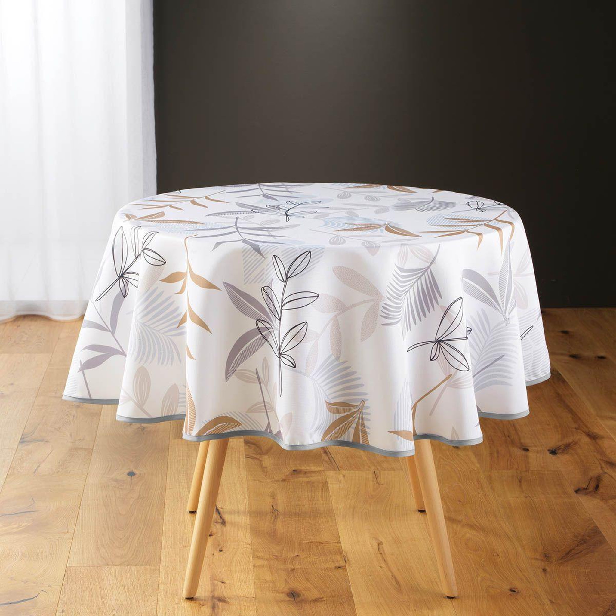 Douceur d'Intérieur Nappe ronde imprimé  miraline  180cm blanc