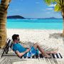 Voir la diapositive 2 : OUTSUNNY Lot de 2 tapis de plage rembourrés pliables - matelas de plage - dossier inclinable, rangement - métal polyester blanc bleu