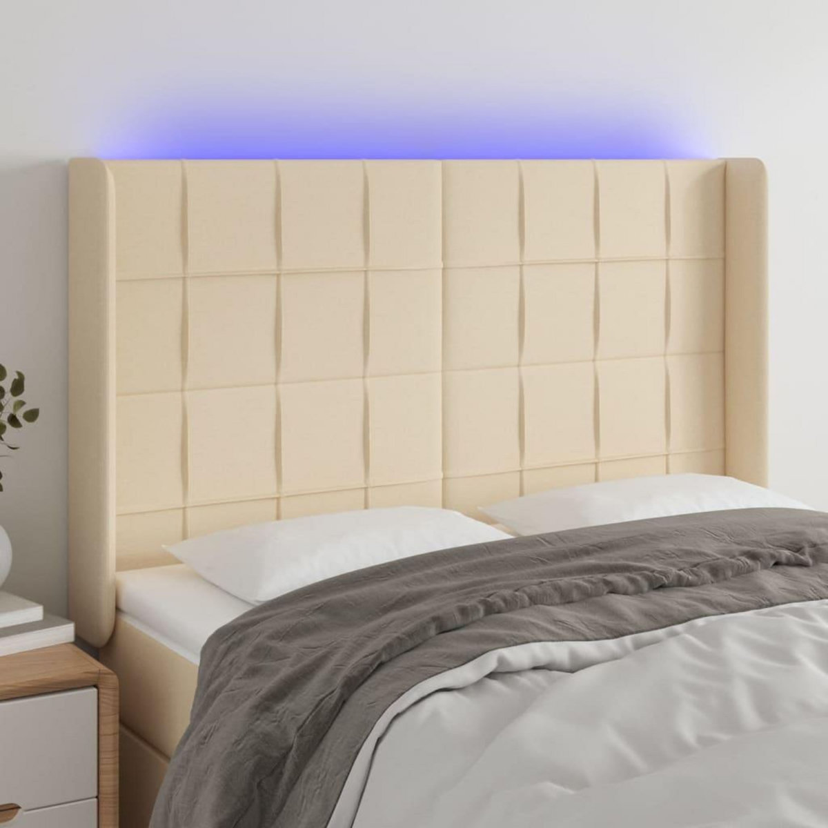 VIDAXL Tete de lit a LED Creme 147x16x118/128 cm Tissu