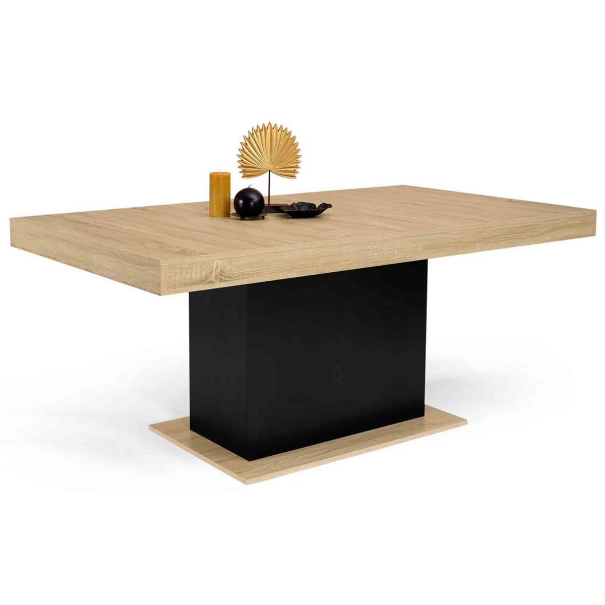 ID MARKET Table à manger rectangle EDEN 8 personnes bois et noir 160 cm