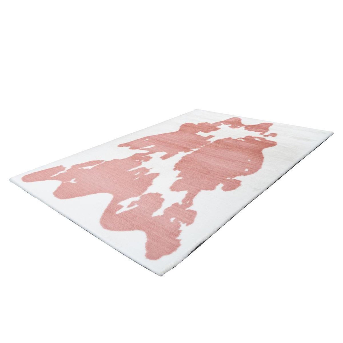 Paris Prix Tapis Imitation Fourrure  Rabbit  Rose & Blanc