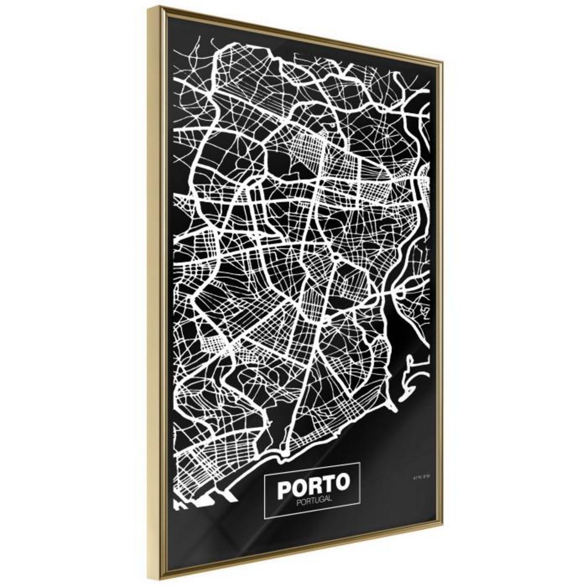 Paris Prix Affiche Murale Encadrée  City Map Porto Dark
