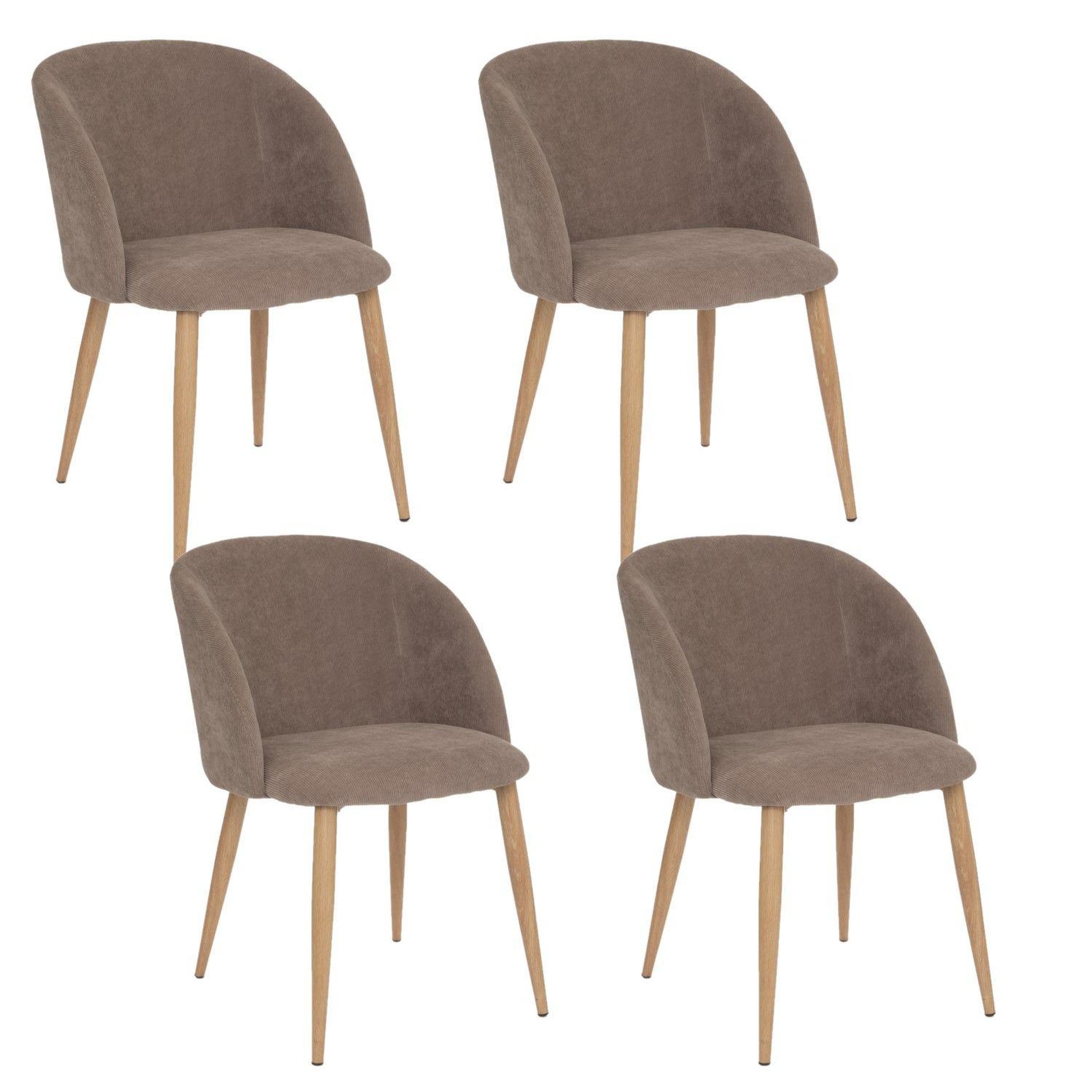 Voir la diapositive 1 : TOILINUX Lot de 4 chaises en velours côtelé et pieds effet hêtre CELESTE