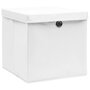 VIDAXL Boîtes de rangement avec couvercle 10pcs Blanc 32x32x32cm Tissu