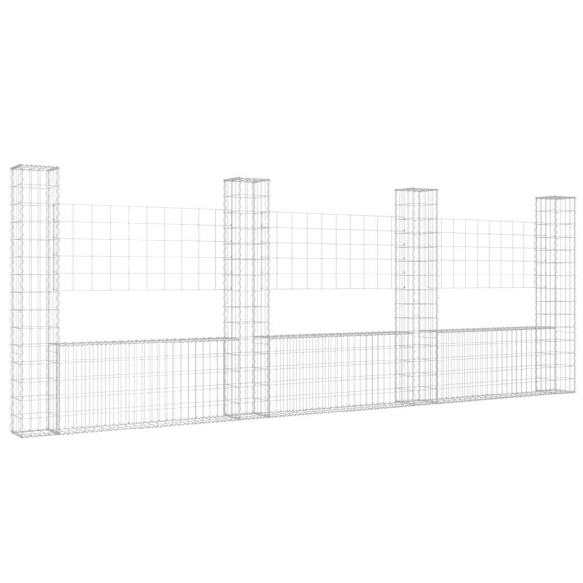 VIDAXL Panier de gabion en forme de U avec 4 poteaux Fer 380x20x150 cm