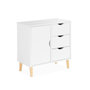 Voir la diapositive 1 : SWEEEK Commode enfant. 1 porte et 3 tiroirs. 2 étagères. blanc. pieds en pin