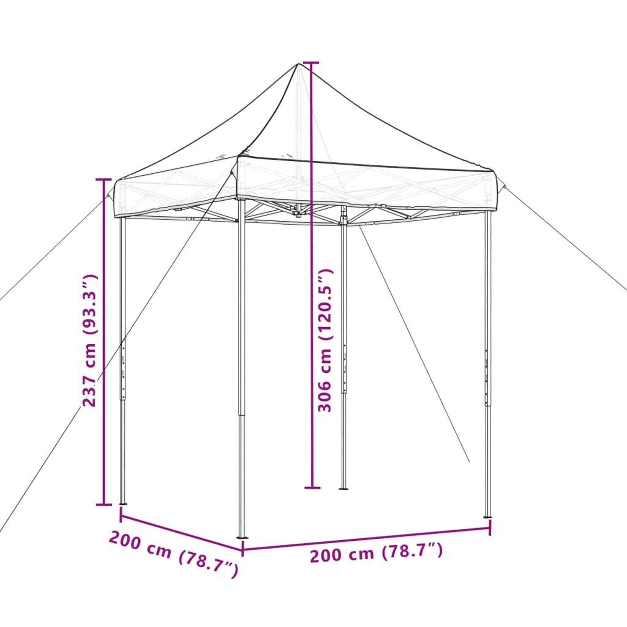Voir la diapositive 6 : VIDAXL Tente de reception pliable escamotable noir 200x200x306 cm