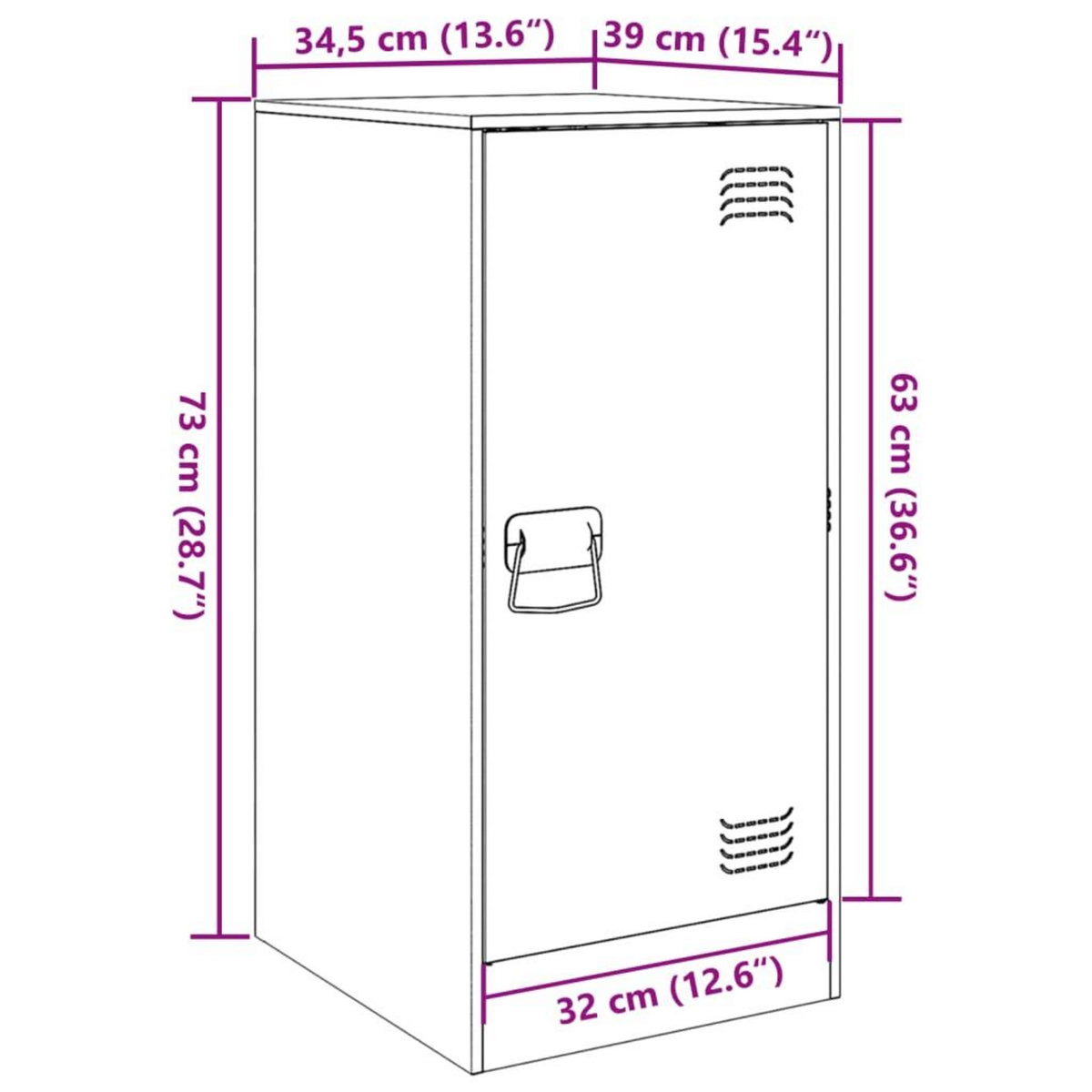 VIDAXL Buffet rose 34,5x39x73 cm acier