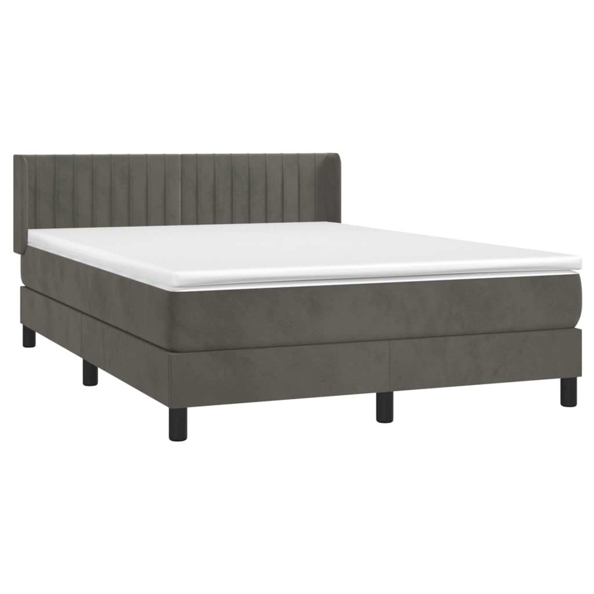Voir la diapositive 4 : VIDAXL Sommier a lattes de lit et matelas Gris fonce 200x200cm Velours