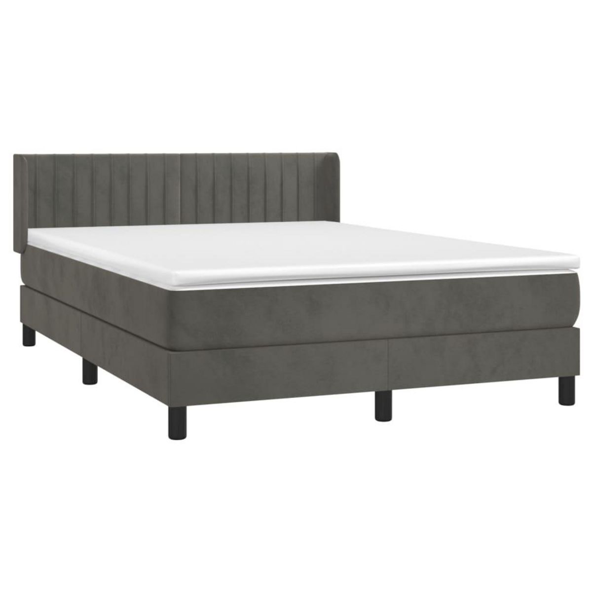 VIDAXL Sommier a lattes de lit et matelas Gris fonce 200x200cm Velours