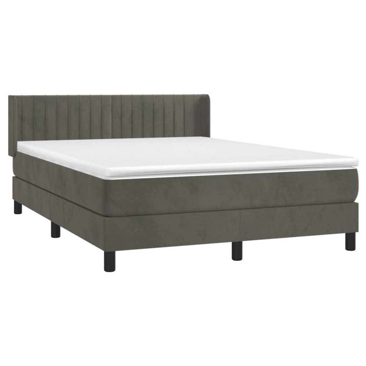 VIDAXL Sommier a lattes de lit et matelas Gris fonce 200x200cm Velours