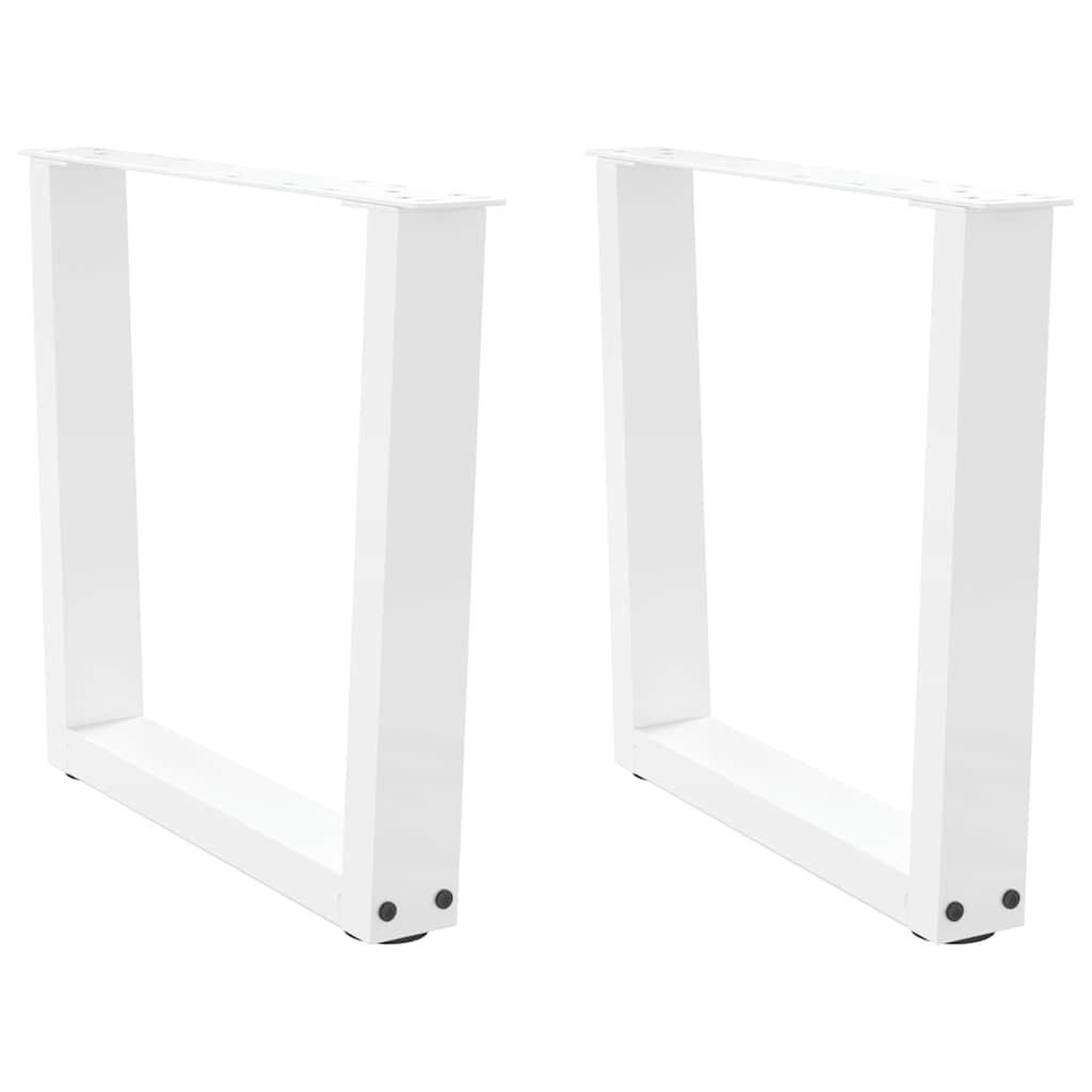 VIDAXL Pieds de table a manger forme V 2pcs blanc 50x(42-43,3)cm acier