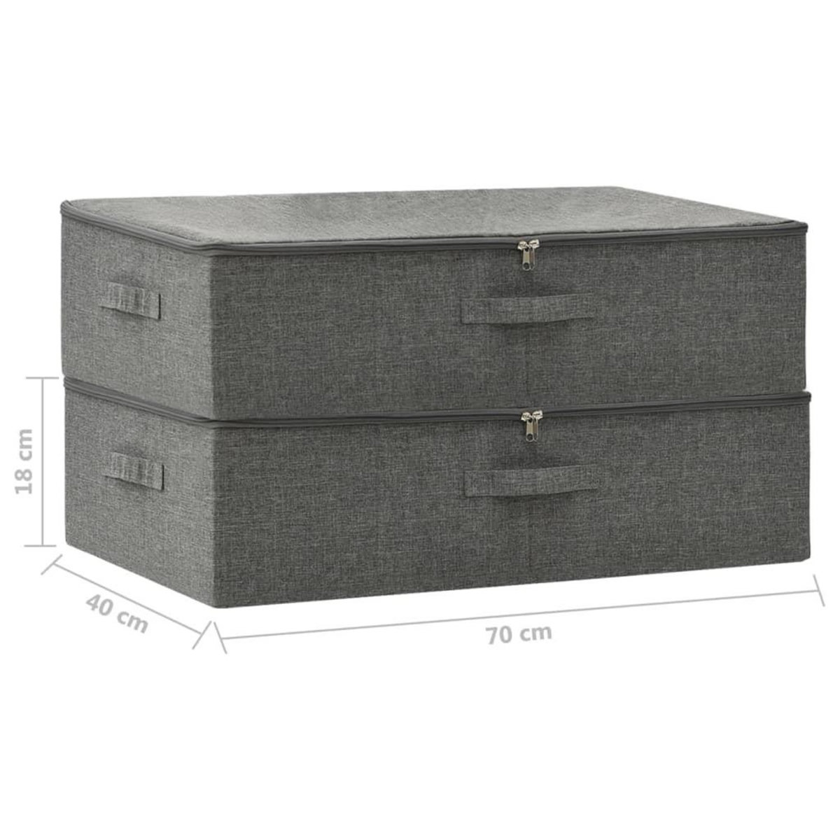 VIDAXL Boîtes de rangement 2 pcs Tissu 70x40x18 cm Anthracite