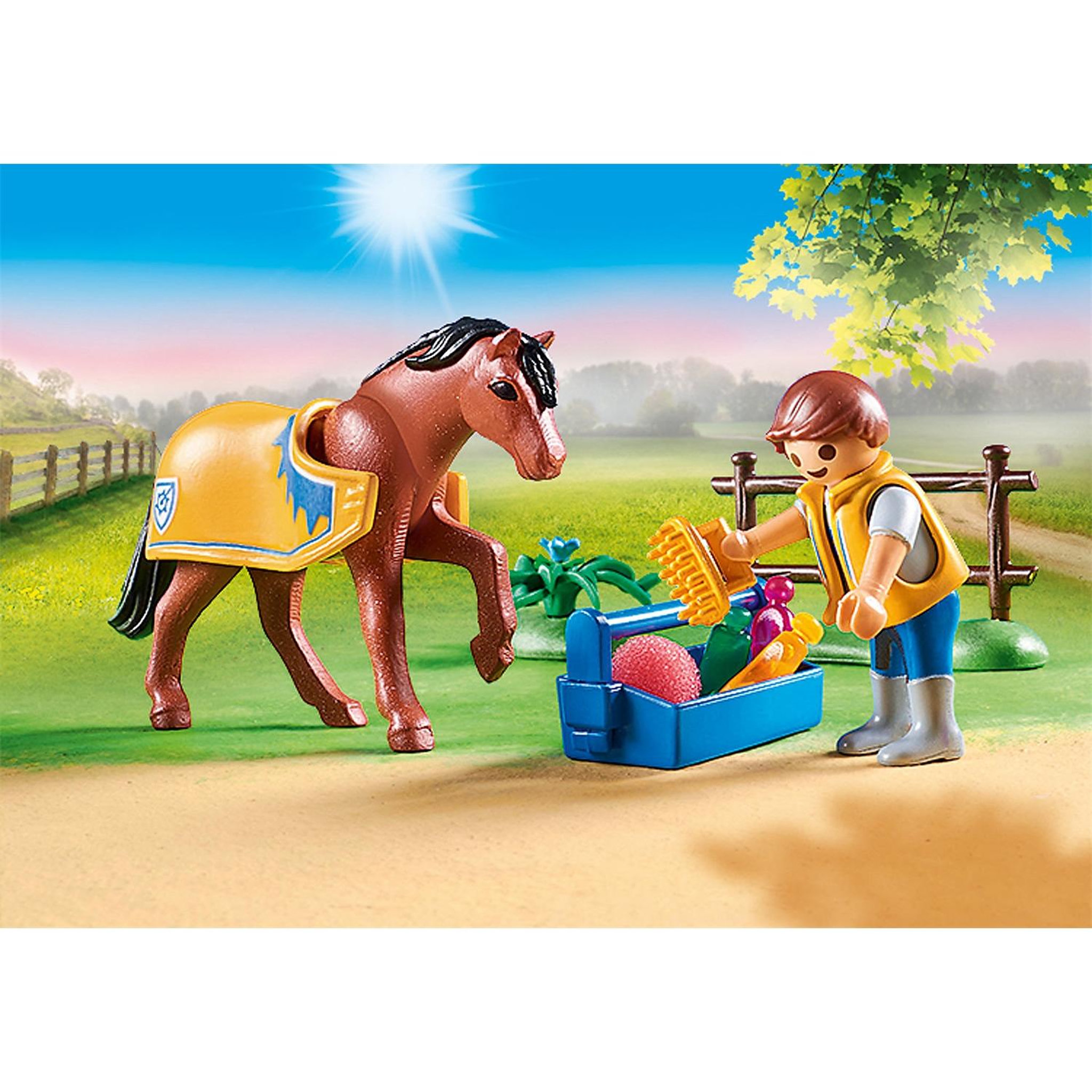 Voir la diapositive 2 : PLAYMOBIL Country Cavalier avec poney brun