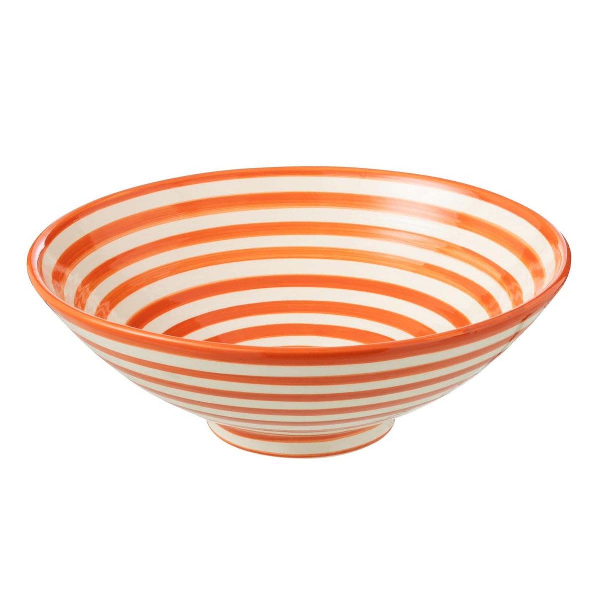 J-LINE Saladier en céramique  granada rayure  40cm orange