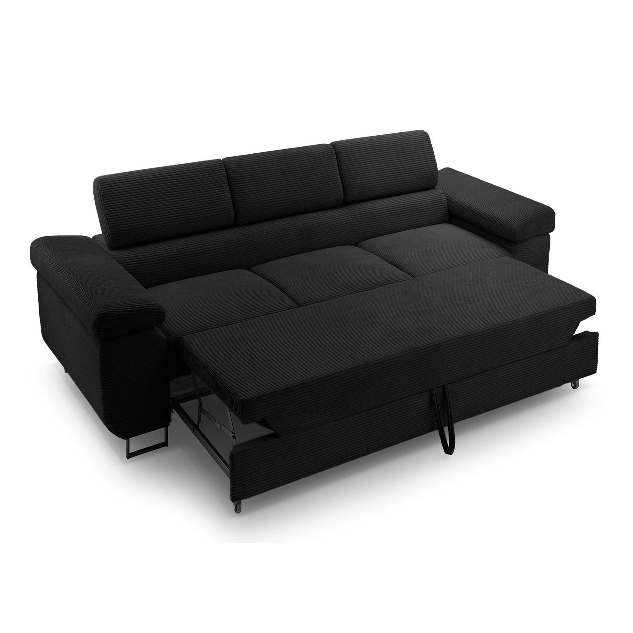 Voir la diapositive 2 : BEST MOBILIER Pablo - canapé 3 places - convertible avec têtières réglables - en velours côtelé
