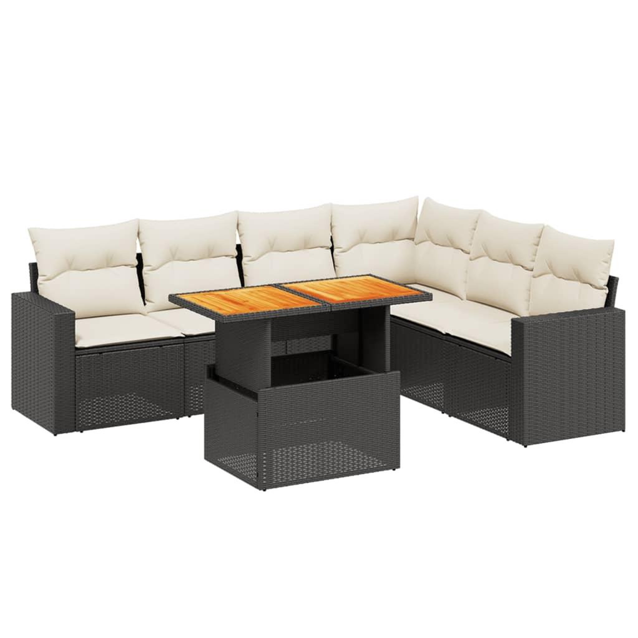 Voir la diapositive 2 : VIDAXL Salon de jardin 7 pcs avec coussins noir resine tressee