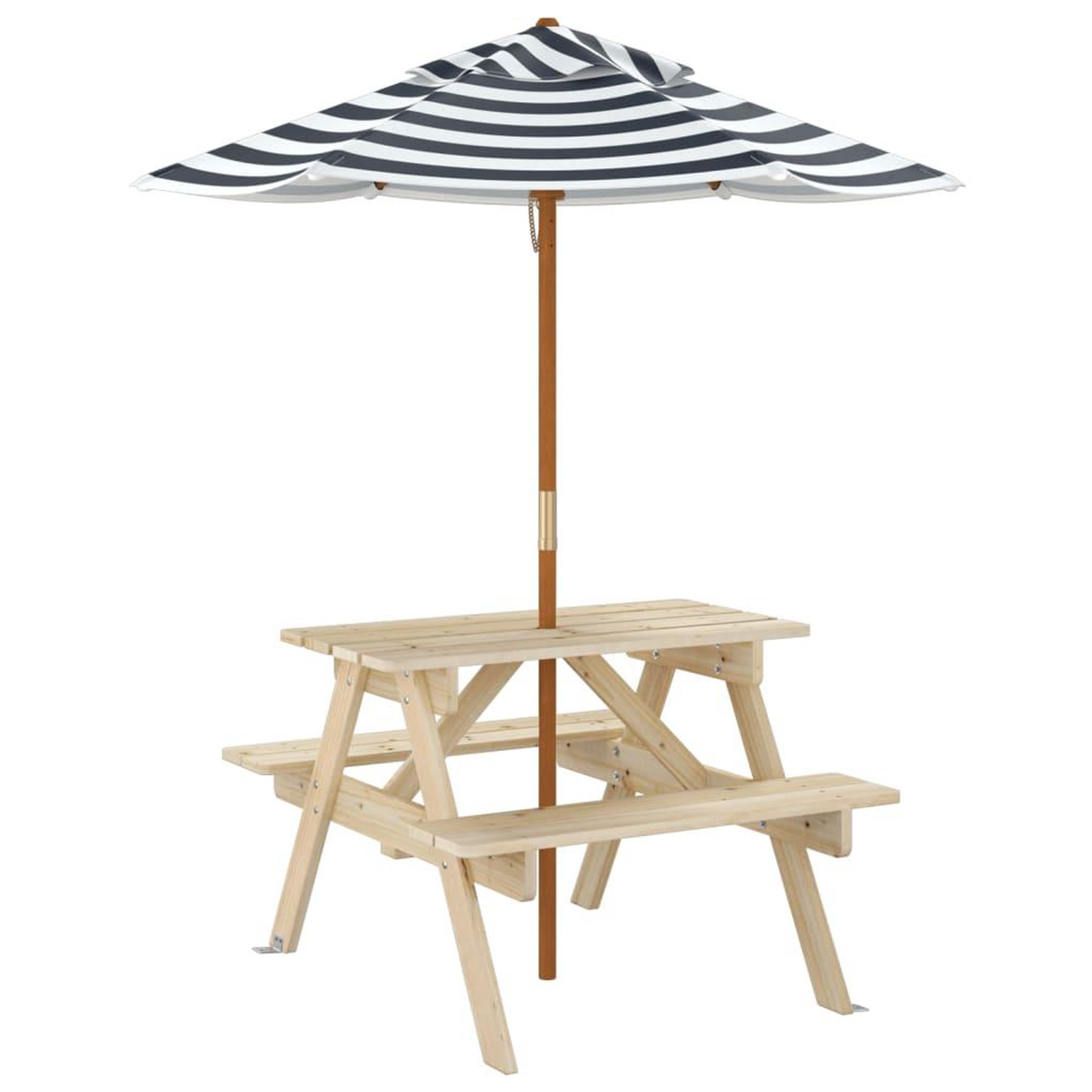 Voir la diapositive 5 : VIDAXL Table de pique-nique pour 4 enfants avec parasol bois de sapin