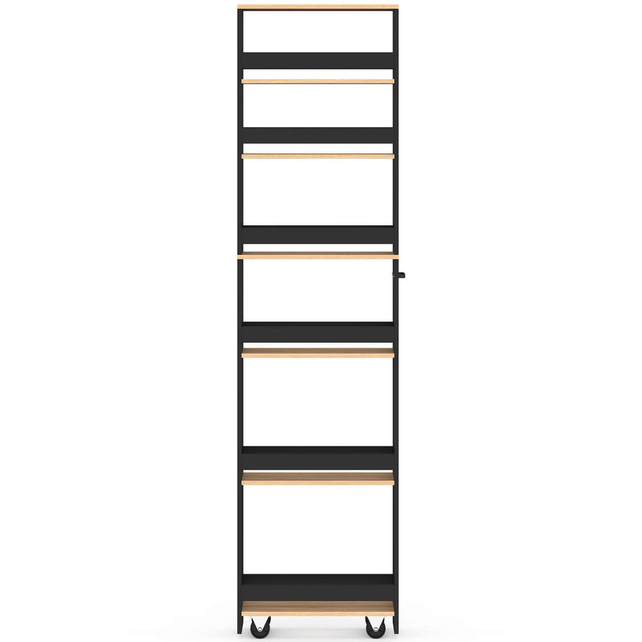 Voir la diapositive 3 : ID MARKET Desserte de cuisine gain de place haga chariot de rangement à 6 étages noir et façon hêtre h. 177 cm