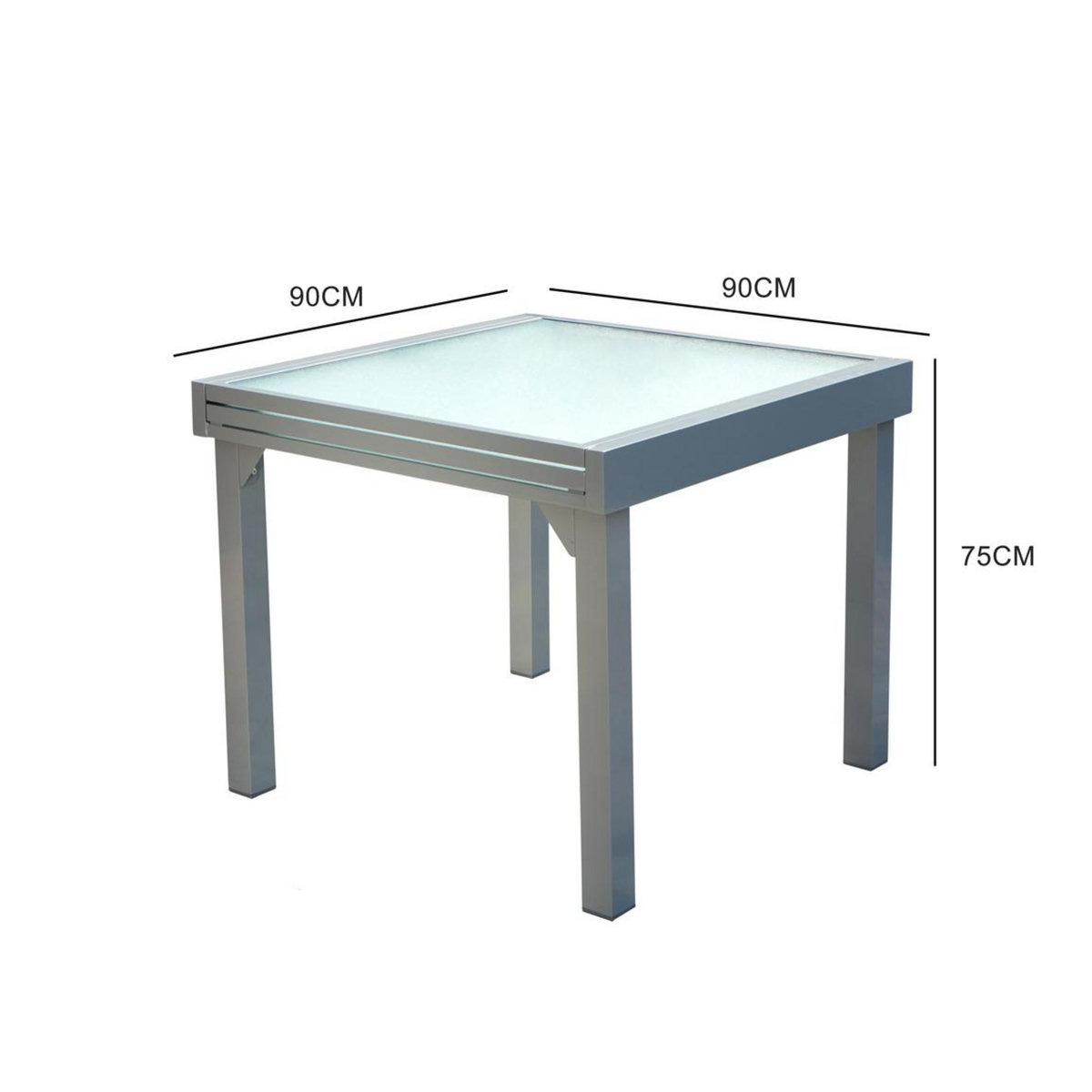 CONCEPT USINE Table de jardin extensible 8 places en aluminium MOLVINA