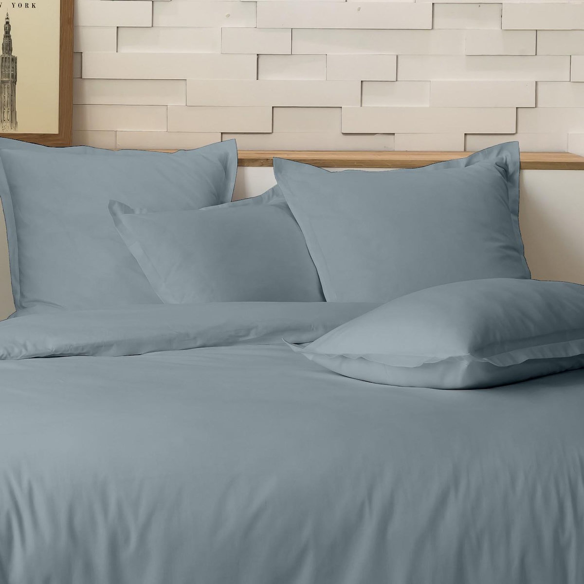 Home collection Parure de couette 100%percale de coton 80 fils/cm2-uni lin