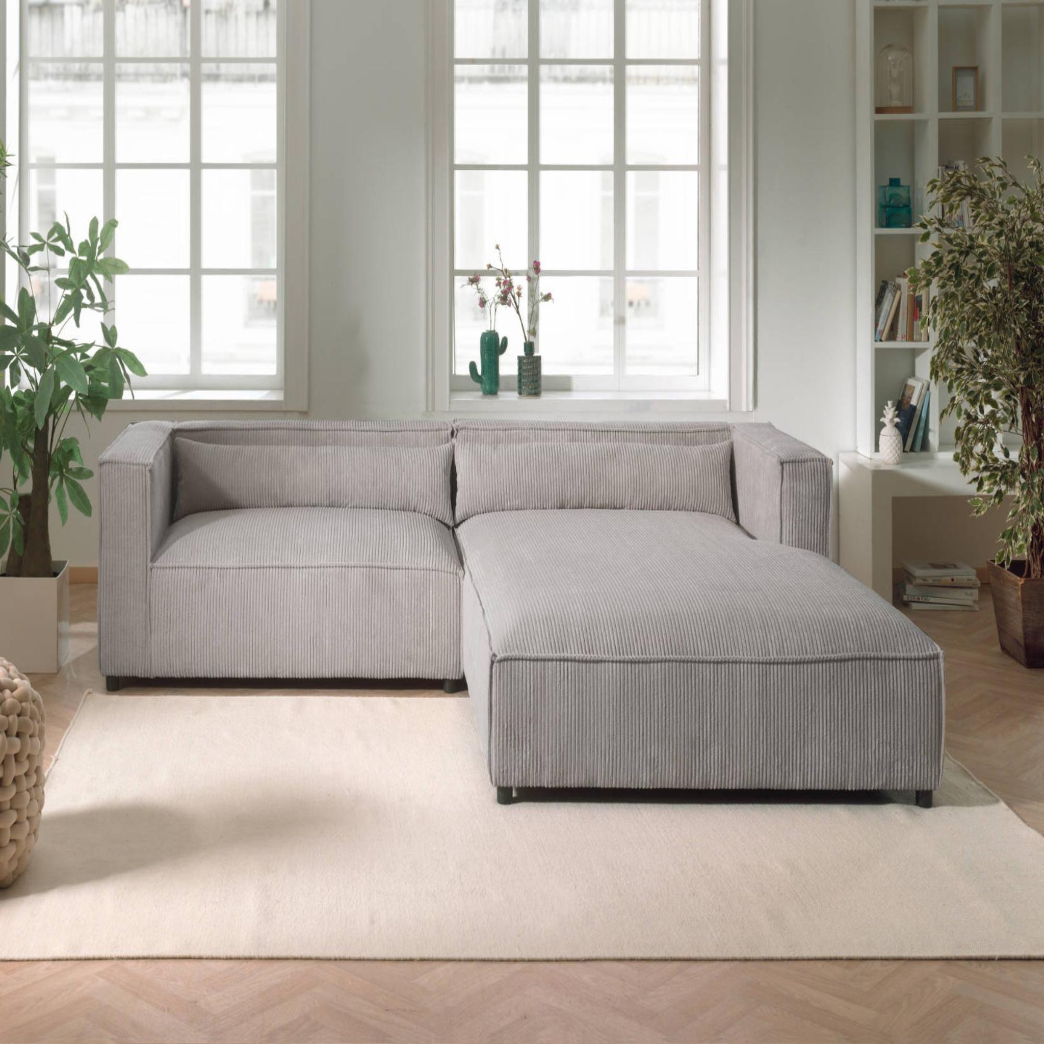Voir la diapositive 5 : BEST MOBILIER Ela - canapé d'angle droit 4 places - en velours côtelé - style contemporain