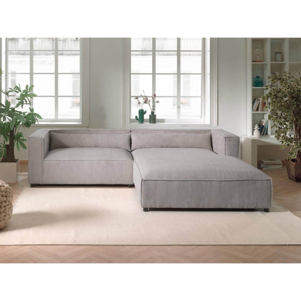 LISA DESIGN Ela - canapé d'angle droit 4 places - en velours côtelé - style contemporain