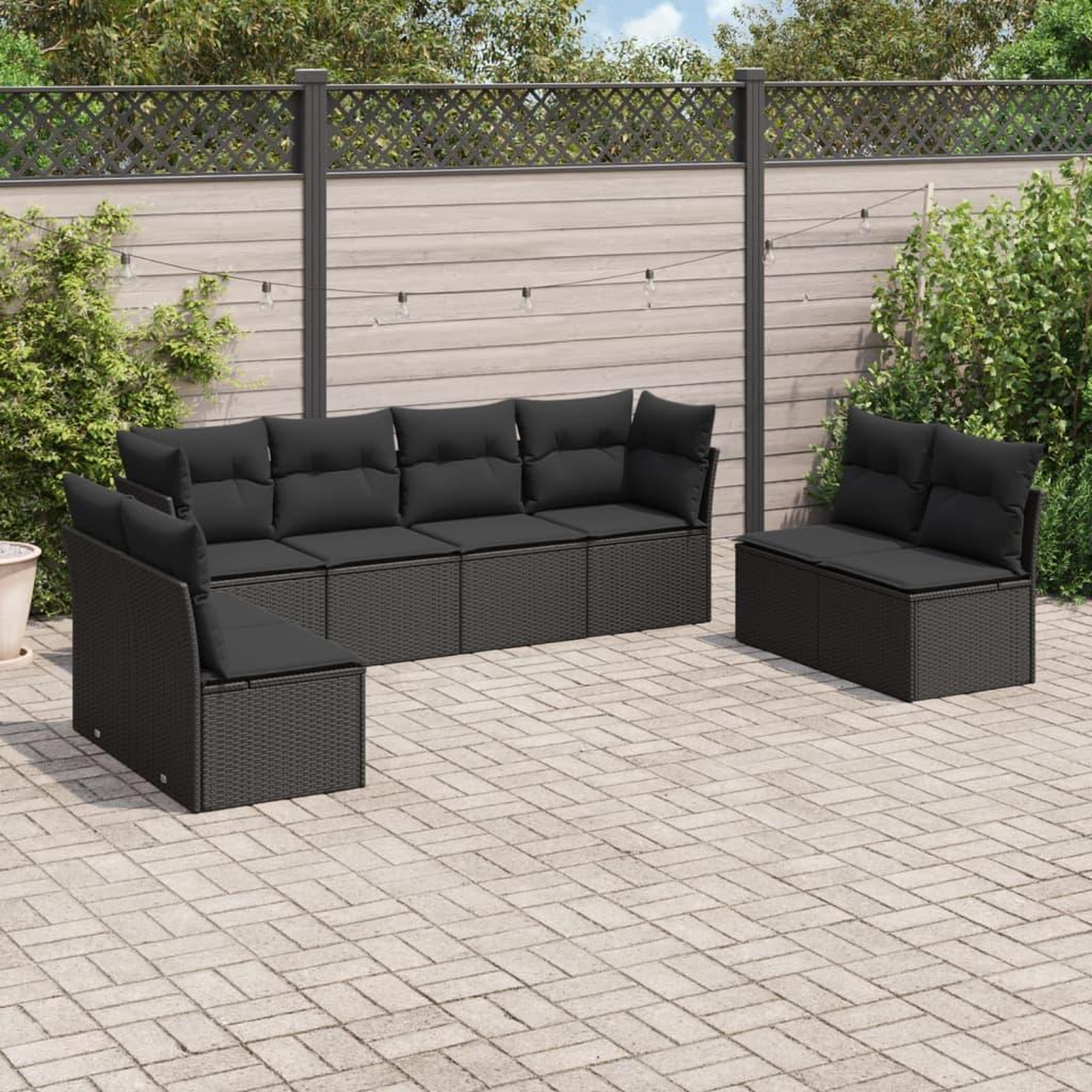 VIDAXL Salon de jardin 8 pcs avec coussins noir resine tressee