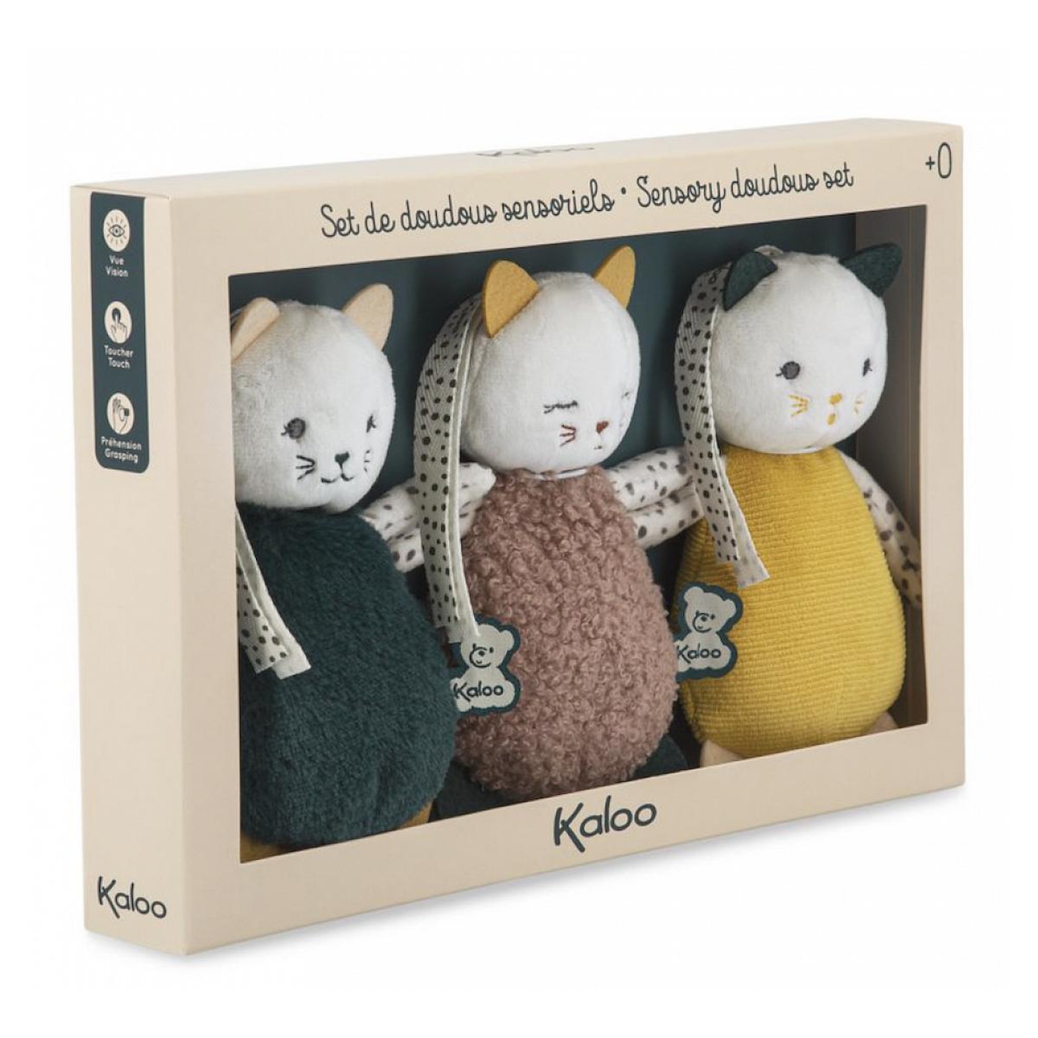 Voir la diapositive 3 : Kaloo Stimuli set de doudous sensoriels