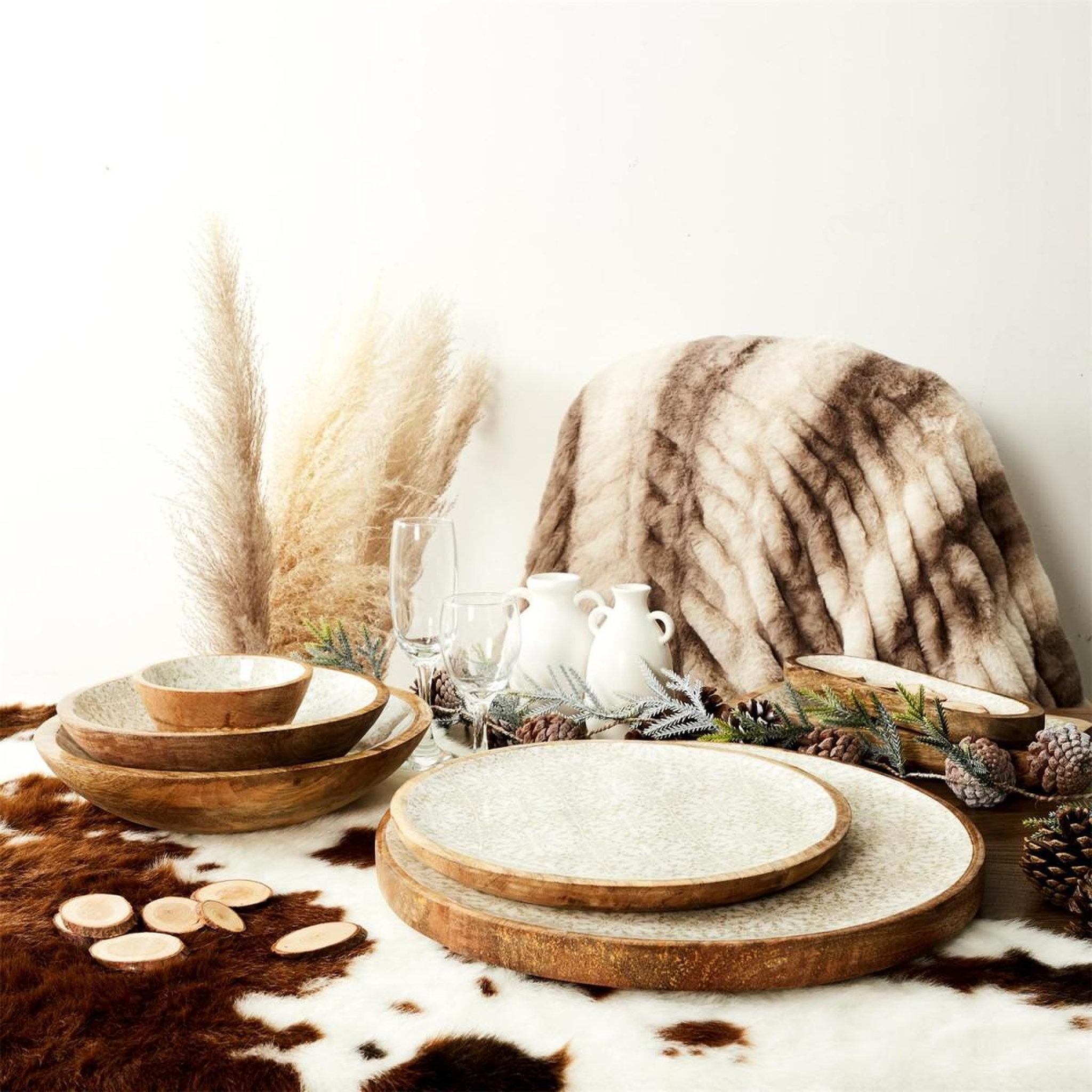 Voir la diapositive 3 : The Home Deco Factory Dessous d'Assiette  Géométrique  35cm Naturel