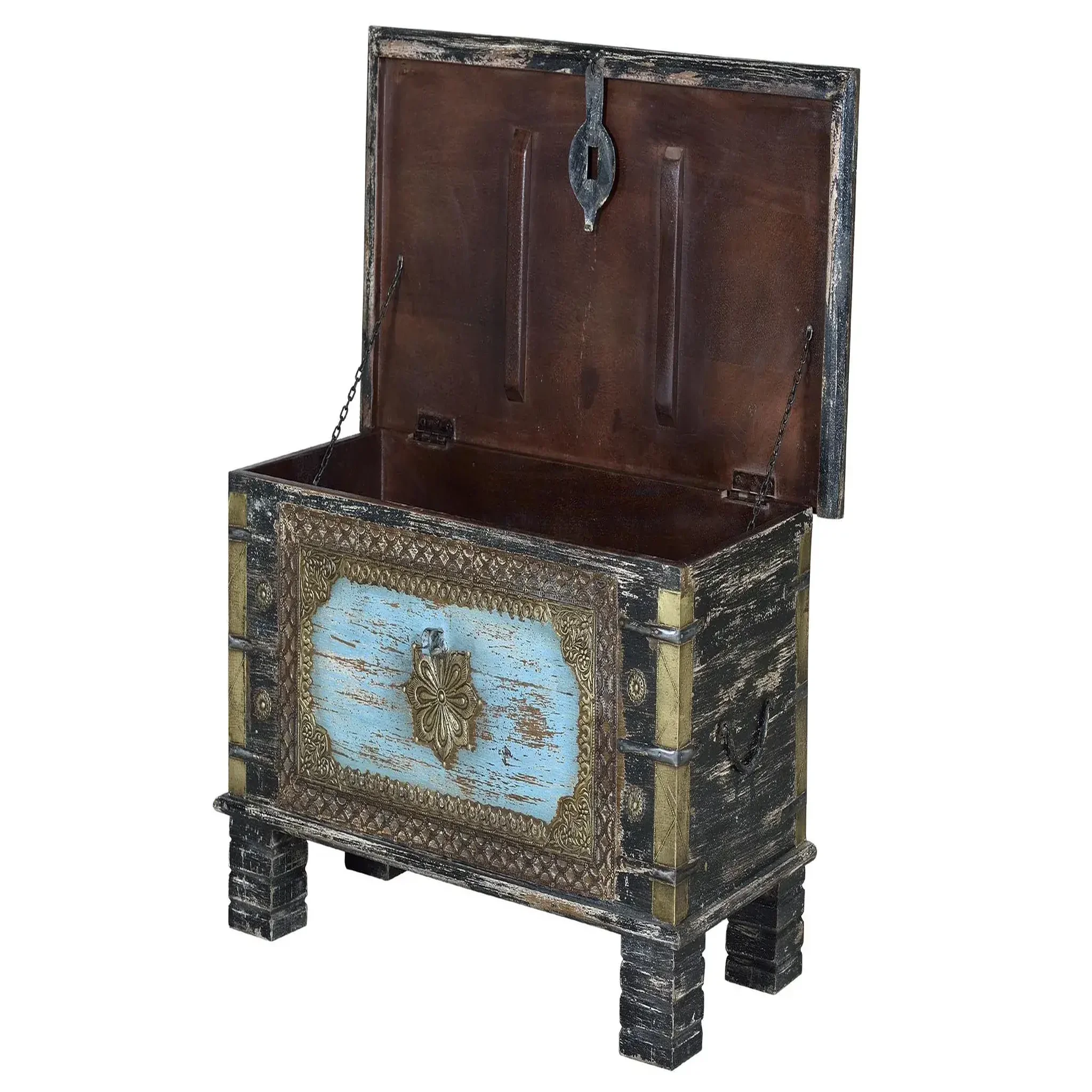 Voir la diapositive 3 : GINER Y COLOMER SL Coffre en bois de manguier massif 80 cm style rustique ethnique