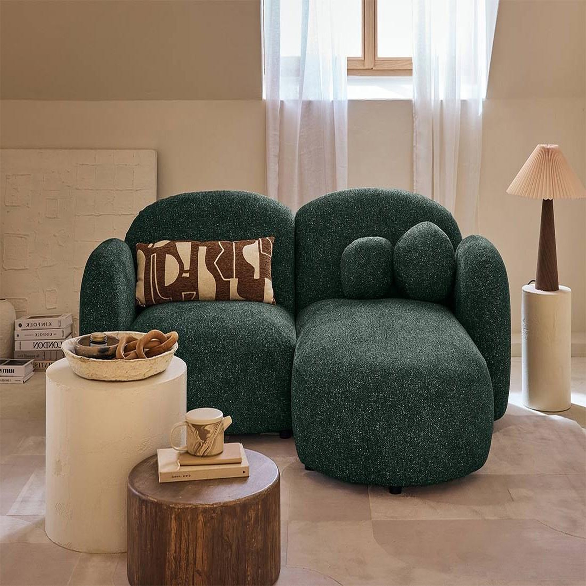 Voir la diapositive 1 : LISA DESIGN Velris - canapé d'angle droit 3 places en tissu moucheté