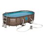 Voir la diapositive 2 : BESTWAY Piscine hors sol 427 x 250 x 100 cm Power Steel&trade; SwimVista ovale motif rotin avec hublots 