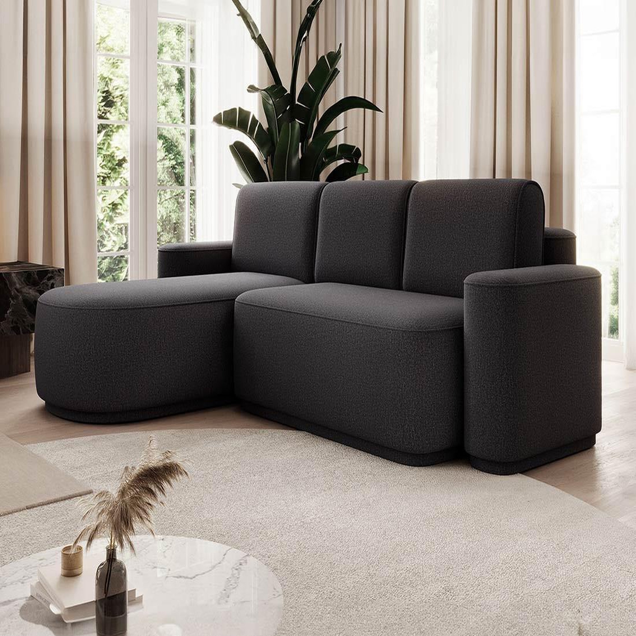 Voir la diapositive 6 : BEST MOBILIER Sam - canapé d'angle gauche 4 places convertible avec coffre en tissu