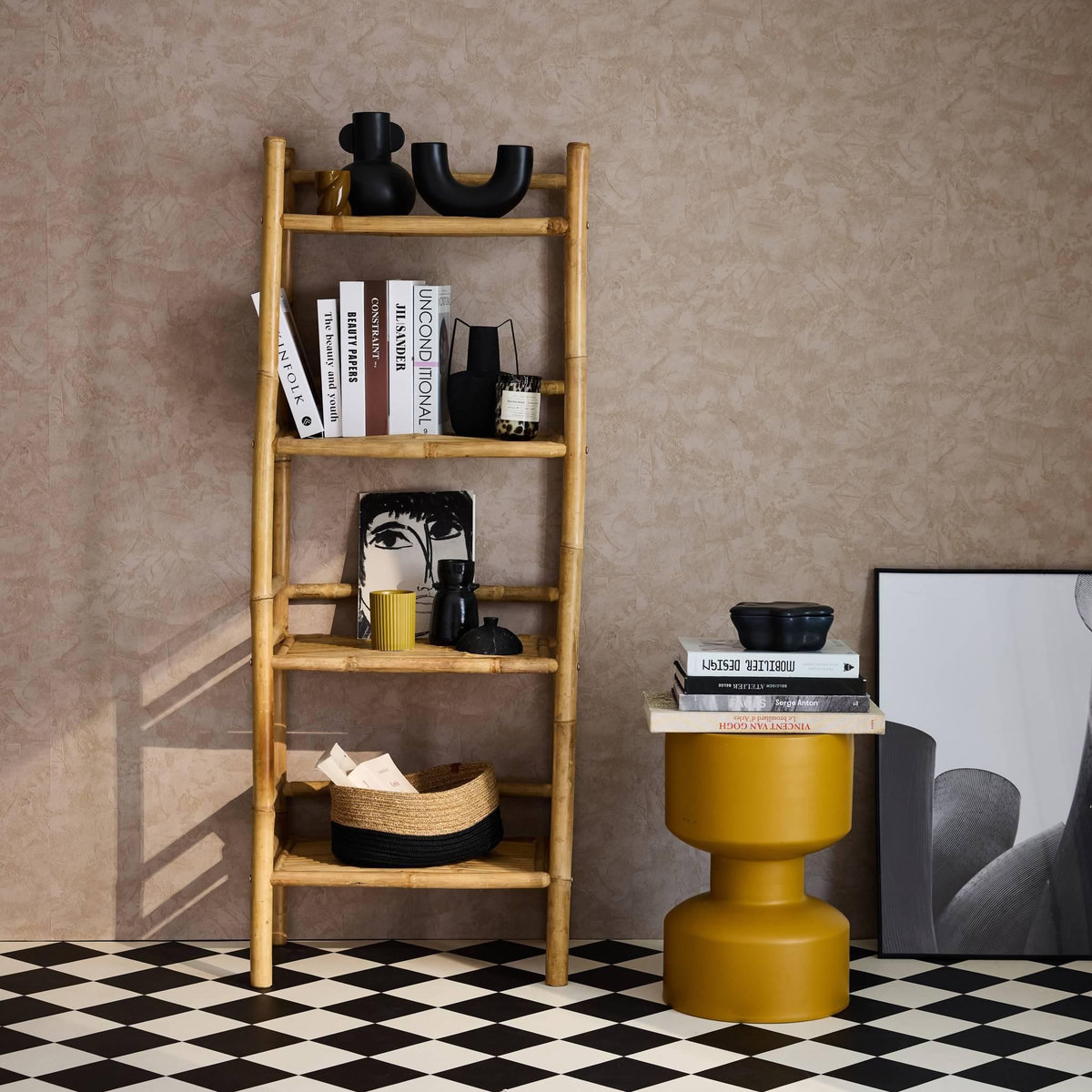 SWEEEK Etagère en bambou 4 niveaux L54cm x P32 x H144cm