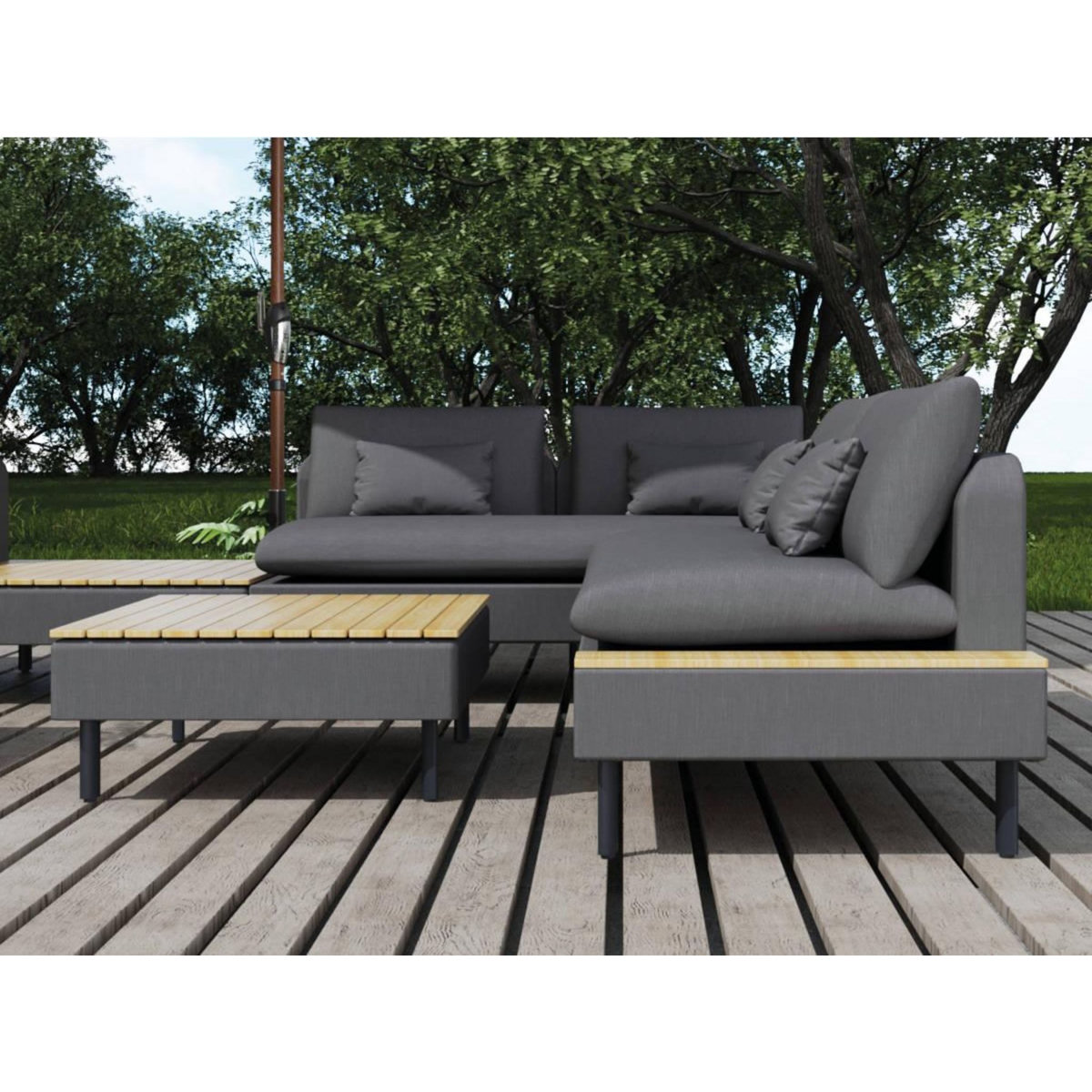 JARDIDECO Canapé méridienne Modularo avec dossiers et tablettes amovibles - Jardideco