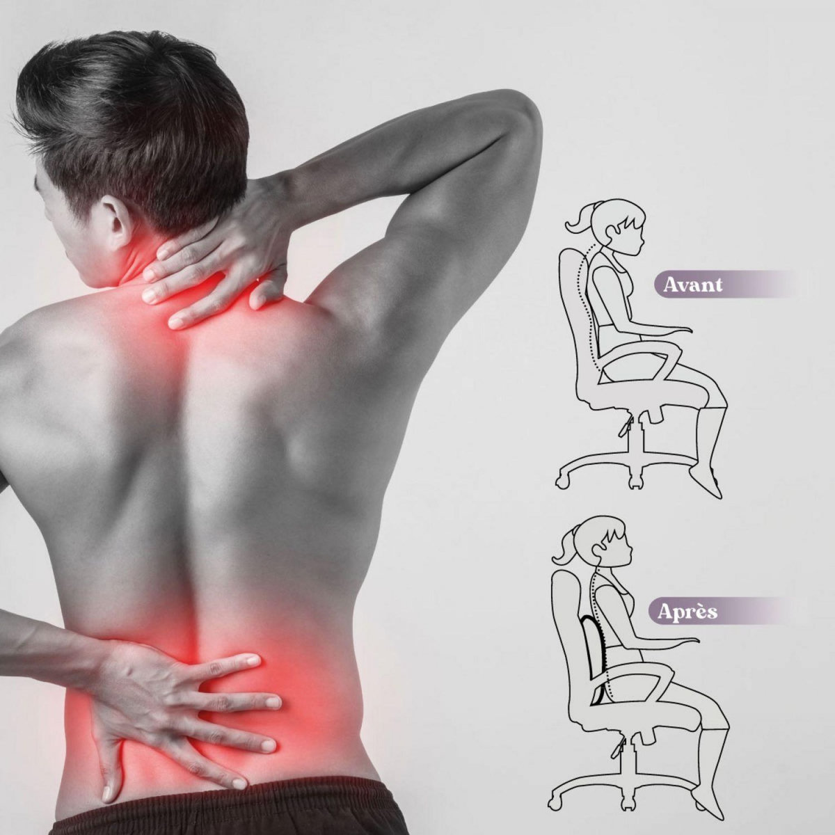 VIVEZEN Coussin de soutien lombaire, oreiller de soutien du dos - Noir