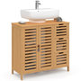 Voir la diapositive 1 : ID MARKET Meuble sous lavabo salle de bain bambou BEA avec placard et 3 tiroirs