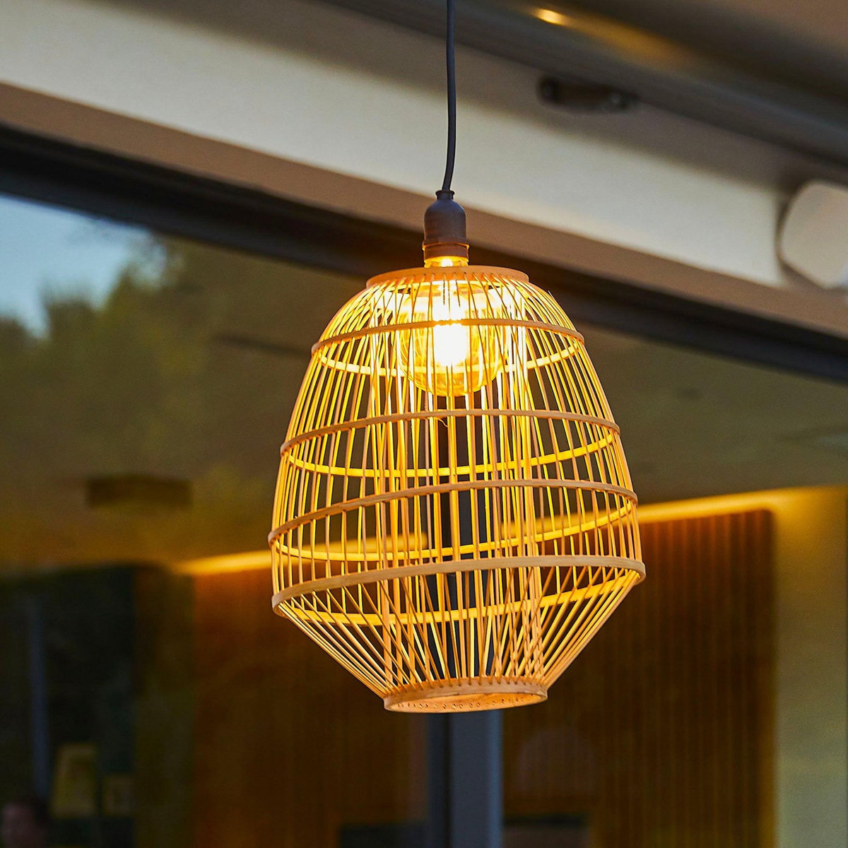 Lumisky Suspension d'extérieur avec cable MYKONOS Beige Rotin 5m