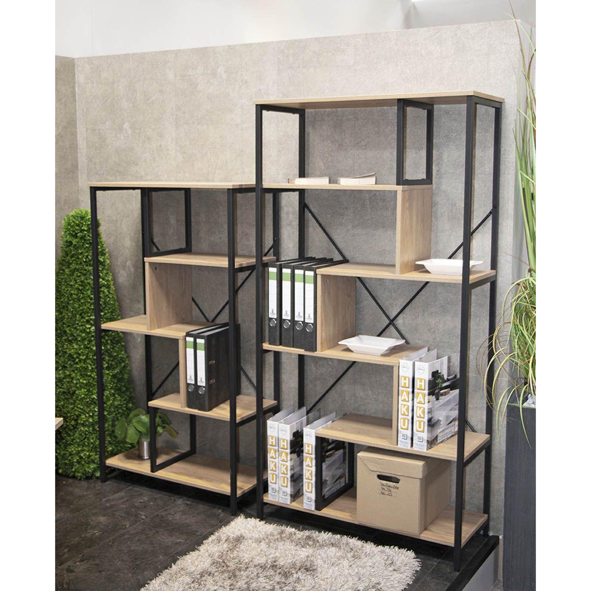 Voir la diapositive 6 : Paris Prix Étagère bibliothèque  miranda  132cm chêne & noir