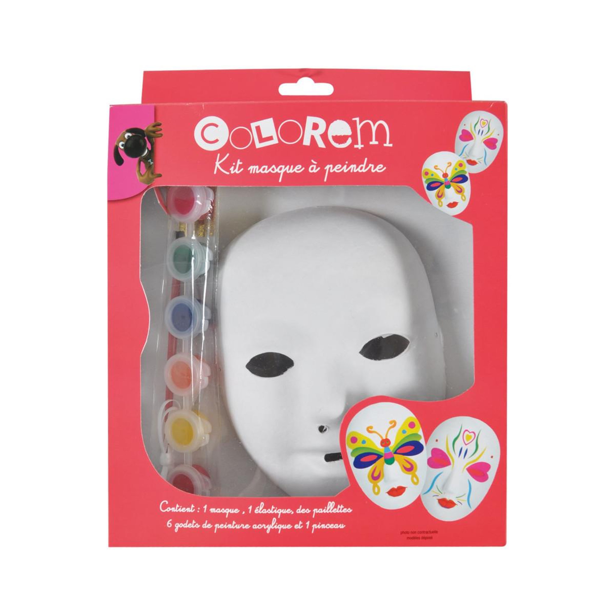 Voir la diapositive 2 : COLOREM Kit Masque à Peindre  Carnaval  Blanc