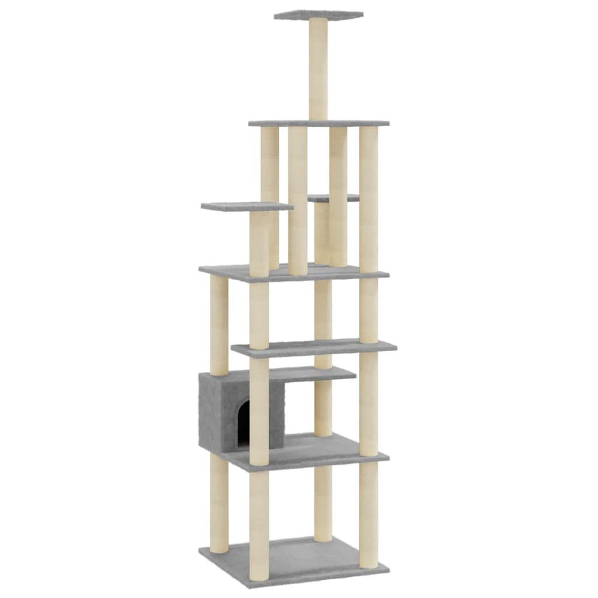 Voir la diapositive 2 : VIDAXL Arbre a chat avec griffoirs en sisal Gris clair 183 cm