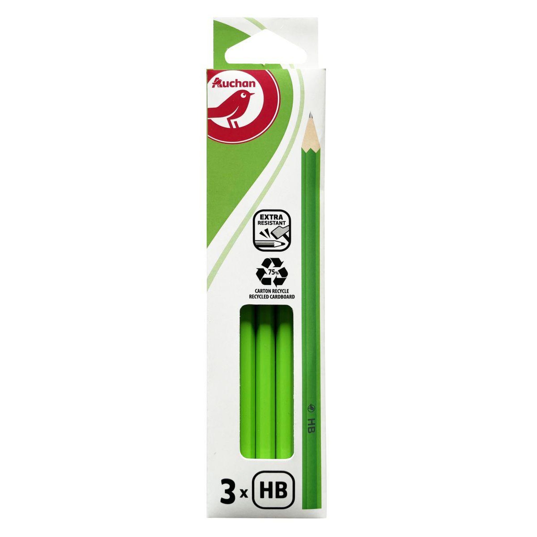 AUCHAN Lot de 3 crayons graphite HB