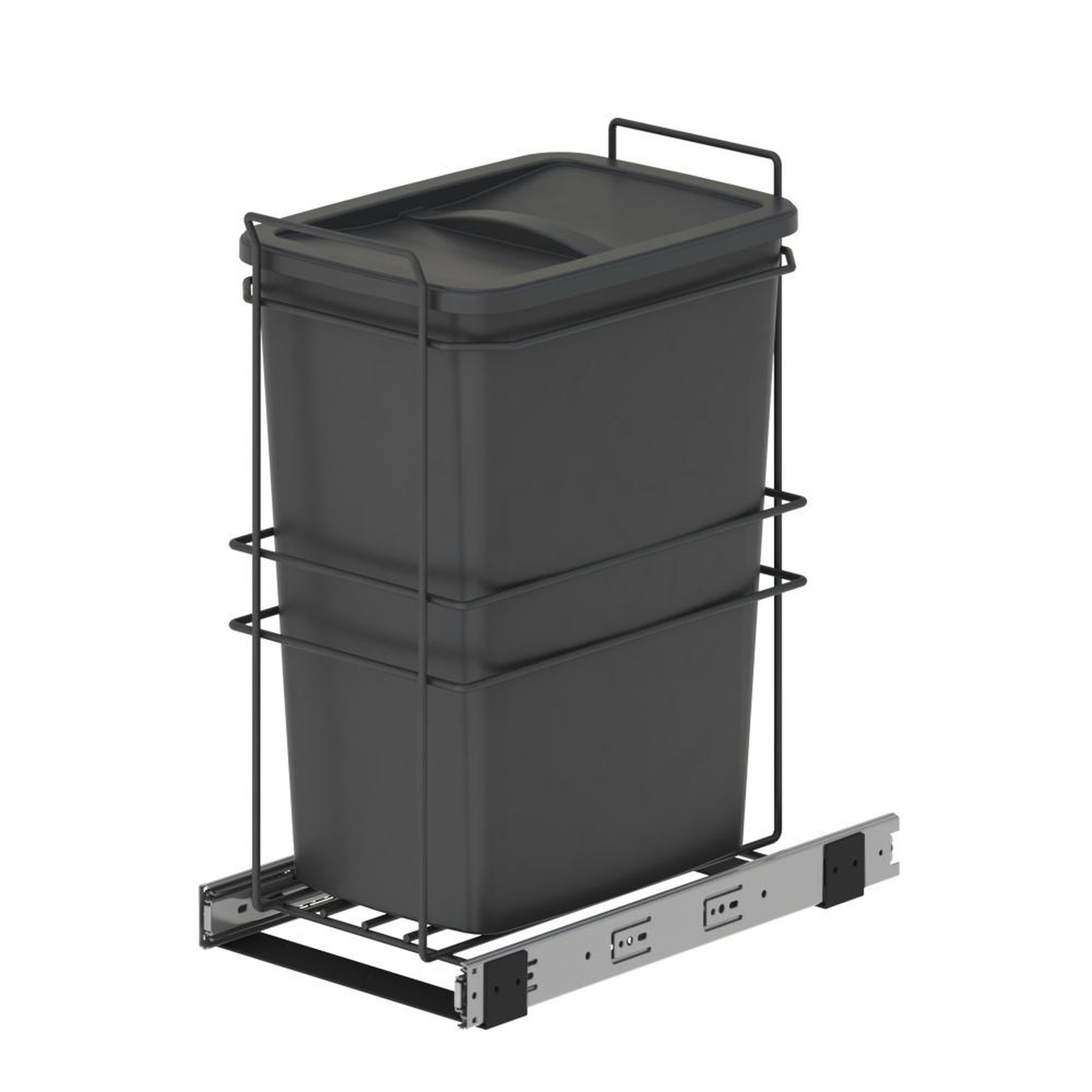 EMUCA SRL Poubelle de recyclage Recycle pour cuisine -  35 L -  fixation par le bas et extraction manuelle -  Plastique gris antracite