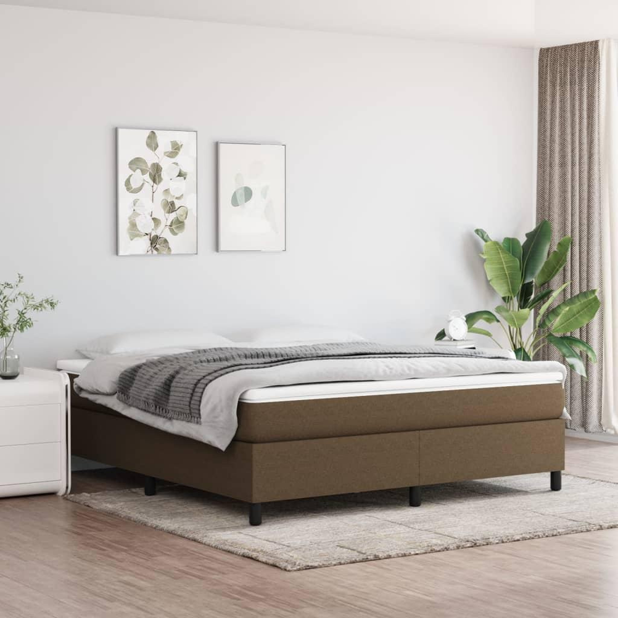 VIDAXL Cadre de lit sans matelas marron fonce 180x200 cm tissu