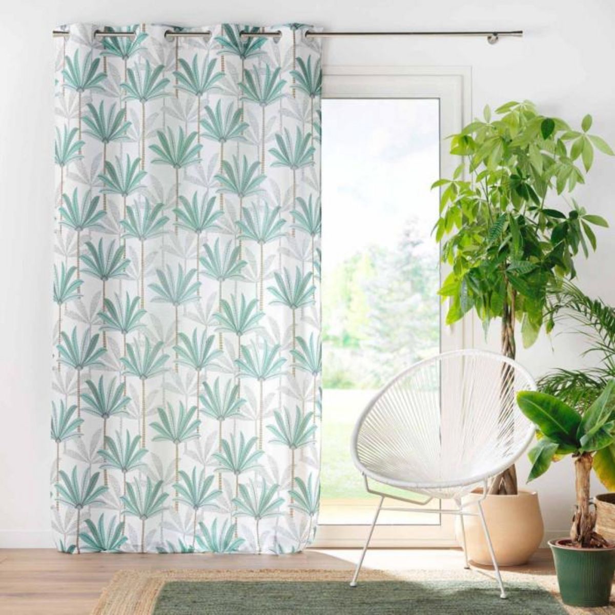 Paris Prix Rideau à Œillets Imprimé  Oasis  140x280cm Vert