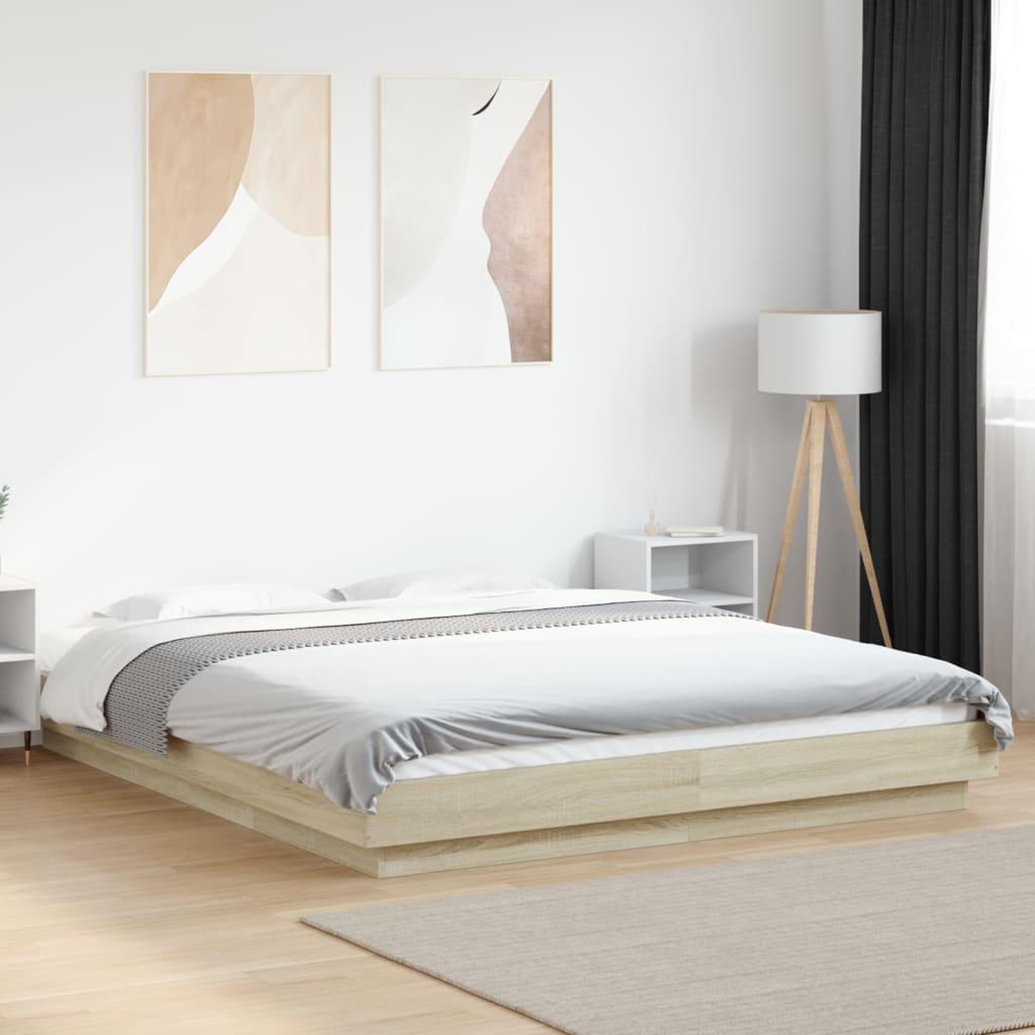 VIDAXL Cadre de lit sans matelas chene sonoma 150x200 cm
