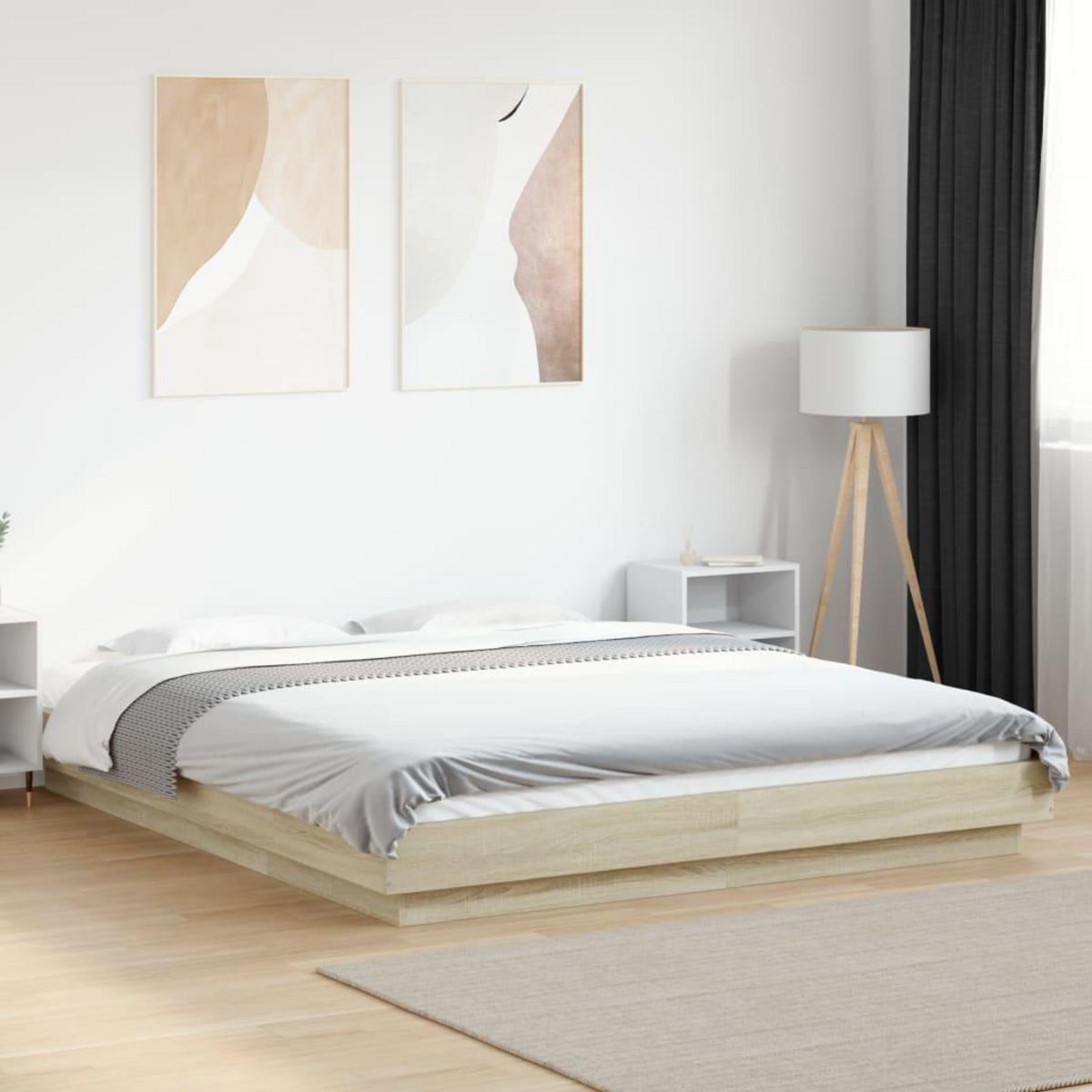 VIDAXL Cadre de lit sans matelas chene sonoma 150x200 cm